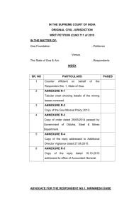 IN THE SUPREME COURT OF INDIA ORIGINAL CIVIL