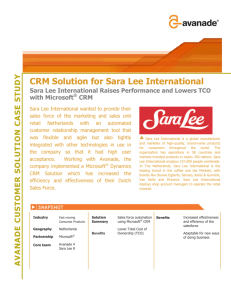 CRM Solution for Sara Lee International