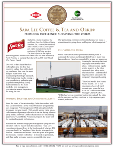 SARA LEE COFFEE & TEA AND ORKIN: