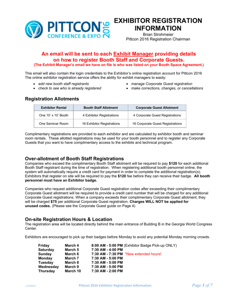 exhibitor registration information