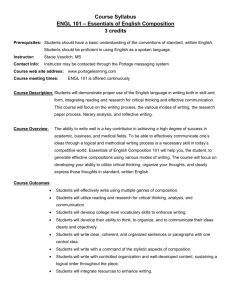 Course Syllabus ENGL 101 – Essentials of English Composition 3