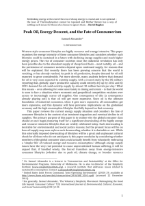 Peak Oil, Energy Descent, and the Fate of Consumerism