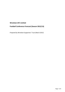 Wrexham AFC Limited Football Conference Forecast (Season 2012