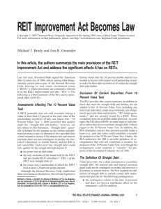 REIT Improvement Act Becomes Law
