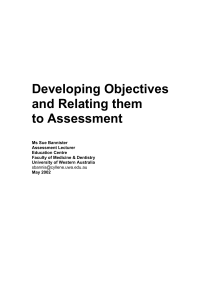 Developing Objectives and Relating them to Assessment [PDF, 127