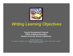 Writing Learning Objectives - Boston University Medical Campus