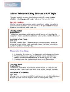 A Brief Primer to Citing Sources in APA Style