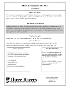 Quick Reference to APA Style - Three Rivers Community College