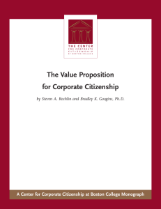 The Value Proposition for Corporate Citizenship