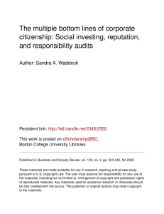 The multiple bottom lines of corporate citizenship: Social investing