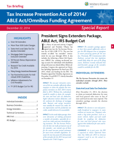 Tax Increase Prevention Act of 2014/ ABLE Act