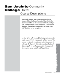 San Jacinto Community College District Course Descriptions
