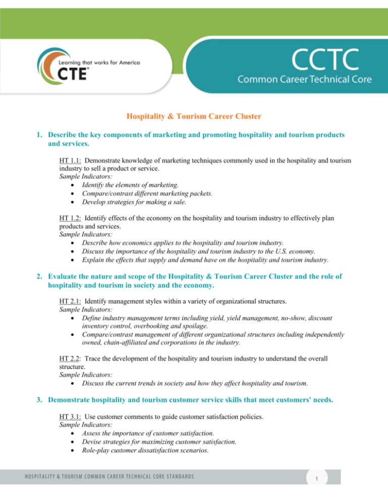 Define Hospitality And Tourism Career Cluster