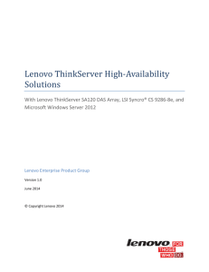 Lenovo ThinkServer High-Availability Solutions white paper