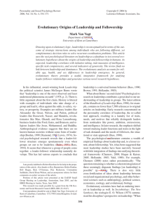 Evolutionary Origins of Leadership and Followership