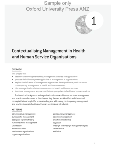 Contextualising Management in Health and Human Service