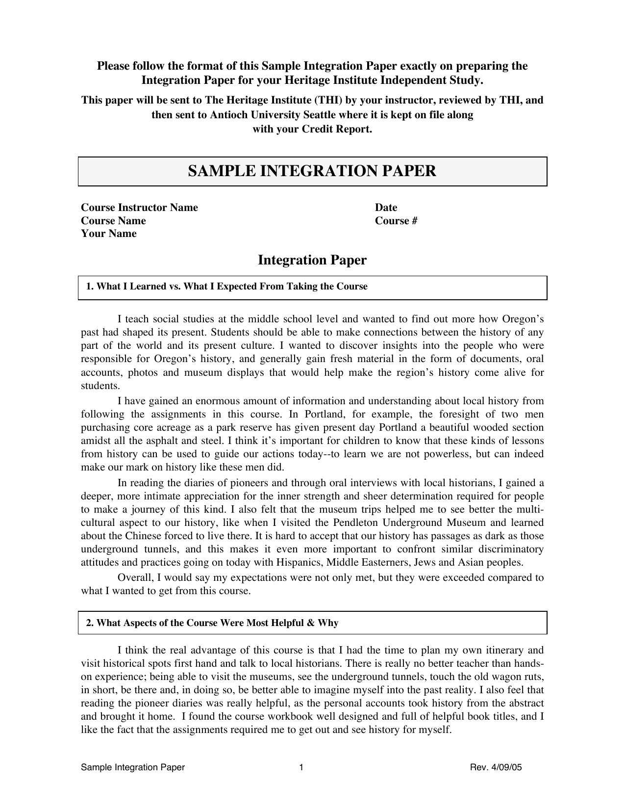 integrated instruction essay