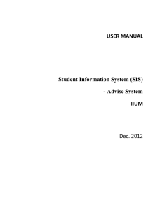 USER MANUAL Student Information System (SIS)