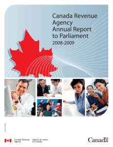 Canada Revenue Agency Annual Report to Parliament
