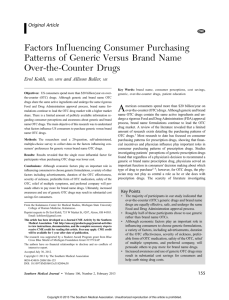 Factors Influencing Consumer Purchasing Patterns of Generic