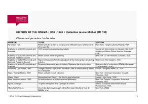 HISTORY OF THE CINEMA : 1895 - 1940 / Collection de microfiches