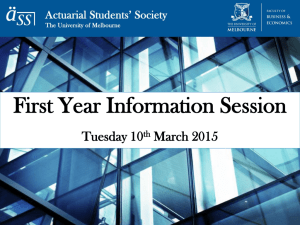 First Year Information Session - The University of Melbourne