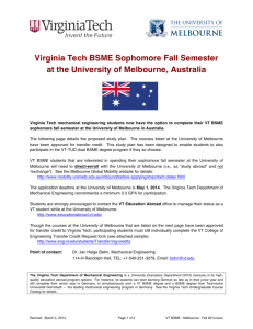 VT BSME - Melbourne - Fall 2014