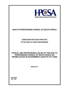 Ethical and Professional Rules of the Health Profession