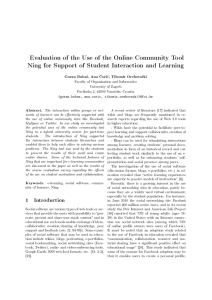 Evaluation of the Use of the Online Community Tool Ning for