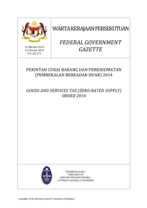 Pembekalan Berkadar Sifar - Kementerian Kewangan Malaysia