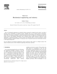 Biochemical engineering and industry
