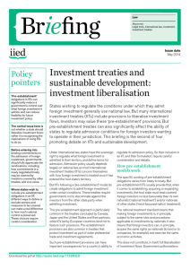 Investment treaties and sustainable development
