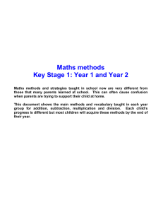 Maths methods Key Stage 1: Year 1 and Year 2