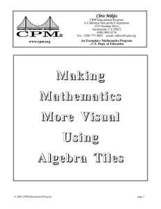 Making Mathematics More Visual Using Algebra Tiles