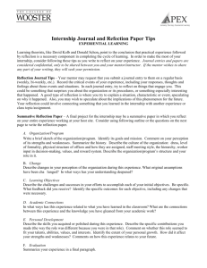 Internship Journal and Refection Paper Tips