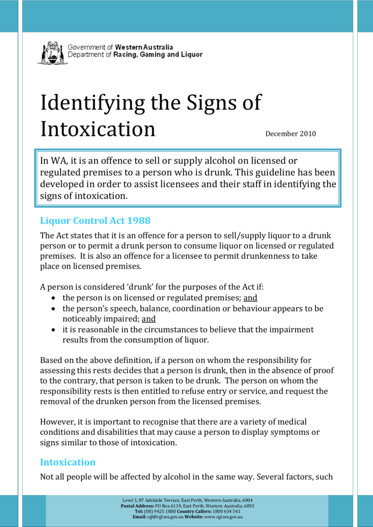 What Are The Signs Of An Intoxicated Person