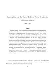 The Case of the Doctor-Patient RelationshipAbstract