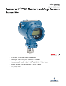 Product Data Sheet: Rosemount 2088 Absolute and Gage Pressure