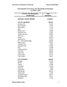 Province, City, Municipality Total and Barangay Population