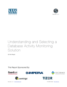 Understanding and Selecting a Database Activity