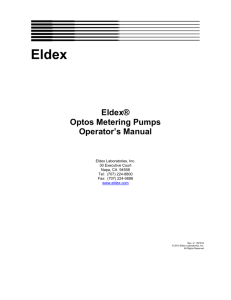 Eldex® Optos Metering Pumps Operator's Manual
