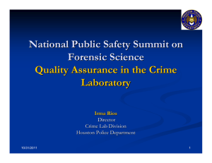 National Public Safety Summit on Forensic Science Quality