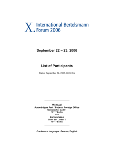 September 22 – 23, 2006 List of Participants