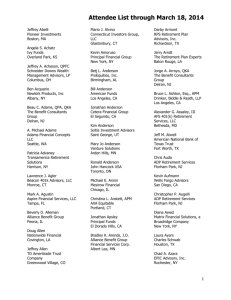 Attendee List through March 18, 2014
