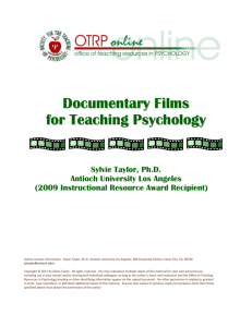 Documentary Films for Teaching Psychology