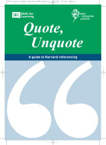 Quote, Unquote: A guide to Harvard referencing