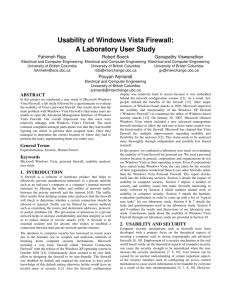 Usability of Windows Vista Firewall: A Laboratory User
