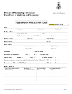 Application Form  - University of Toronto Gynaecologic