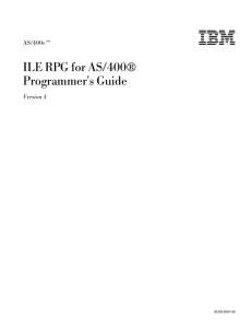 ILE RPG for AS/400® Programmer's Guide