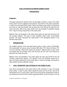 COAL STOCKPILES IN INDIAN POWER PLANTS H Ramakrishna